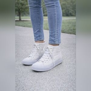 Classic White Adidas Lace-Up High-Tops